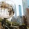 a large metal ball in a city